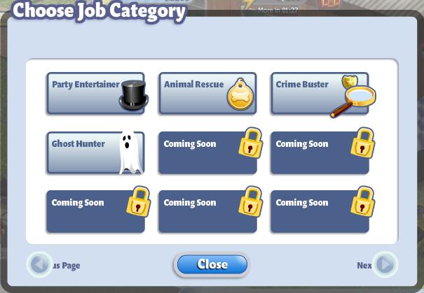 Choose Jobs Category menu